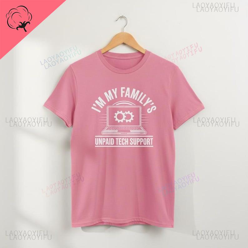 Funny Unpaid Tech Support Oneck Shortsleev Unique Printed TShirt Computer Engineer Gift Aesthetic Casual Harajuku Tops Tshirt