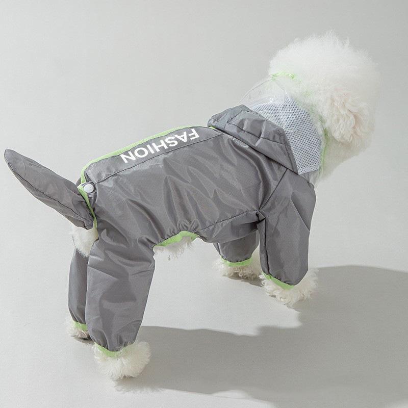 Colorblocked Breathable Dog Raincoat Pulled Full Body Coverage Waterproof Dogs Coats with Hat Reflective Pets Accessories