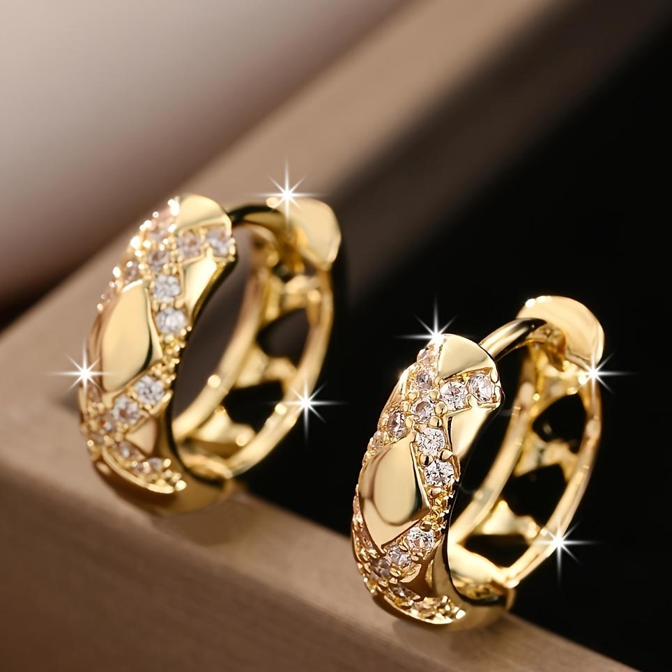 Elegant Bohemian Vintage-Inspired Cross Hoop Earrings with Sparkling Cubic Zirconia, Ideal for Women'S Party & Holiday Accessories