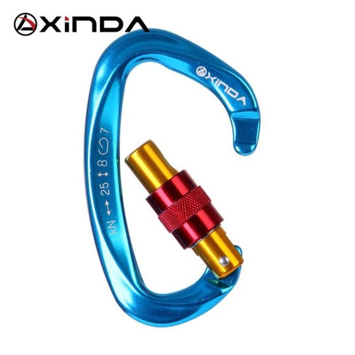 25KN Mountaineering Caving Rock Climbing Carabiner D Shaped Safety Master Screw Lock Buckle