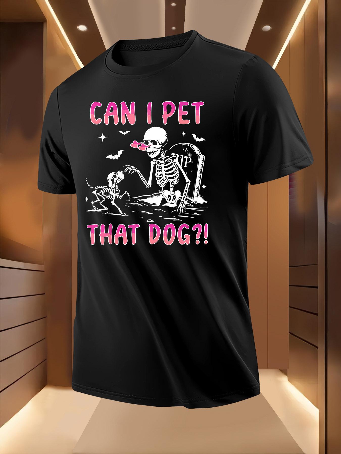 Skull Dog Print Tshirt - Breathable Lightweight Polyester S
