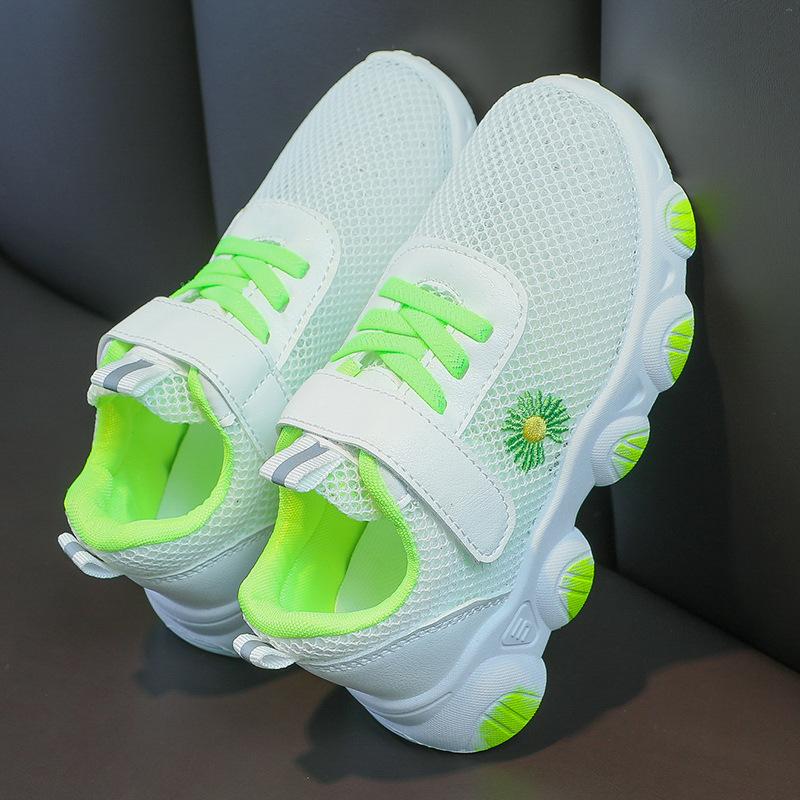 

Летняя дышащая спортивная обувь для девочек с одной сеткой, детские кроссовки, повседневная детская обувь 38 зелёный