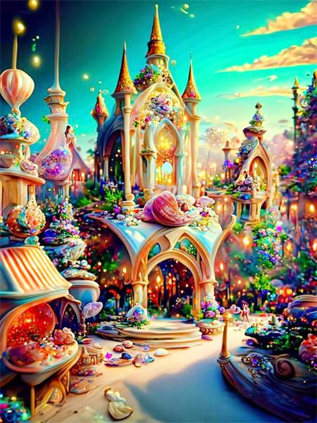 Diy Diamond Painting Castle Fantasy Scenery Embroidery Cross Stitch Night House Landscape Mosaic Home Decor