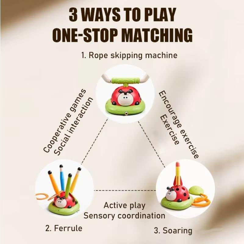 5 in 1 Kids Rope Skipping Machine Ferrule Hoop Game Toy Adjustable Multifunctional Sport Machine Somatosensory Toys for Children