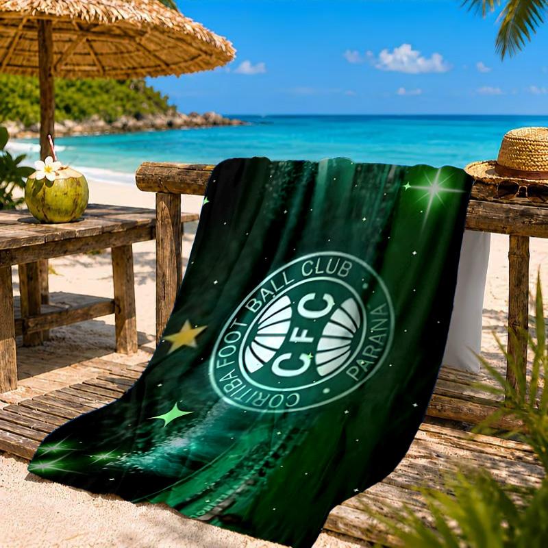 Green Football Club Emblem Printed Microfiber Beach Towel, Soft And Absorbent, Quick-Dry, Ideal for Summer Travel, Beach Essential, Swimming Pool