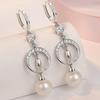 European and American Zircon Earrings Luxurious Shiny 925 Silver Crescent Moon Ear Buckle Women's Elegant Pearl Earring KOFSAC