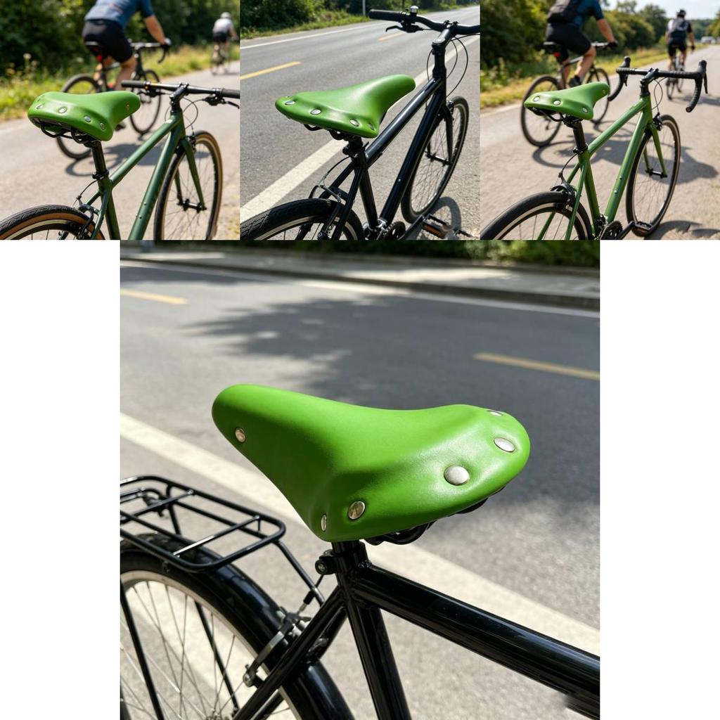 Classic Retro Bike Saddle Green With Rivet Accents Durable Padded Seat For Commuters