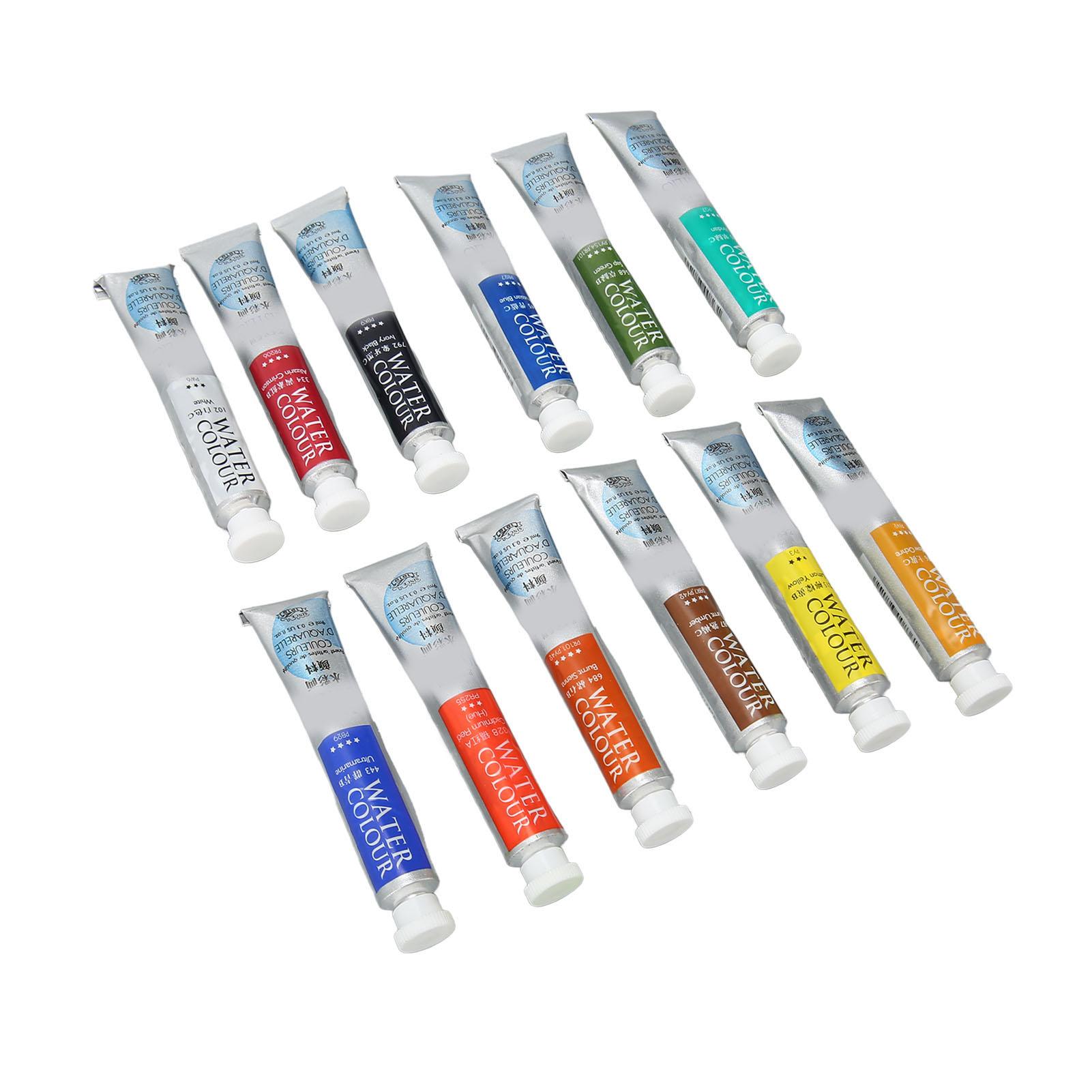 

Water Color Paint 12 Colors 9ml Tube Bright Vibrant Nice Transparency Watercolor Paint Set for Artist Painting