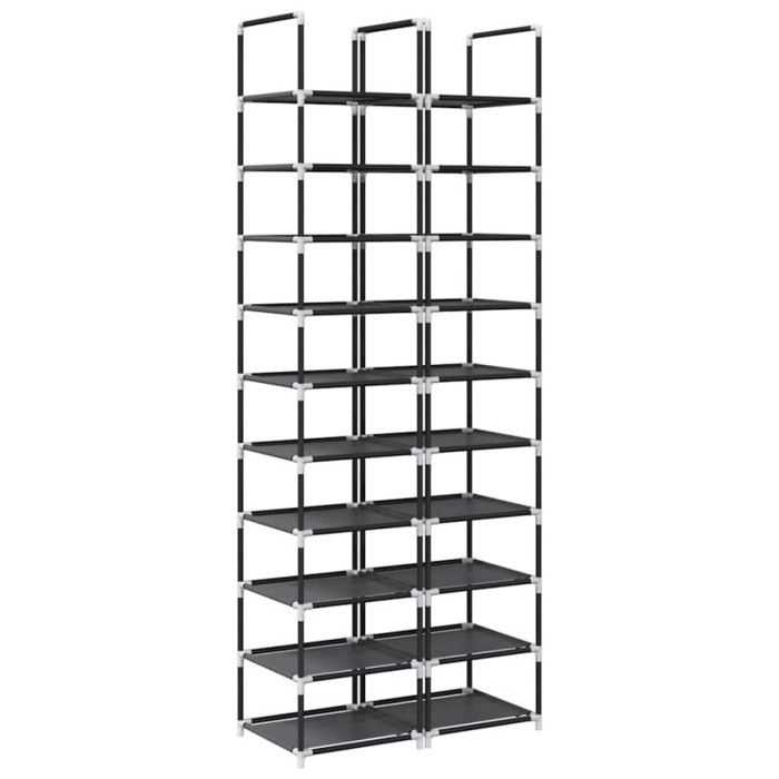 Étagère à chaussures - VIDAXL - 2 pcs - 10 niveaux - Noir - Métal et tissu non tissé