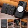 SUTENI M4 For iPhone 13 Pro Magnetic Case with Card Holder Cowhide Texture Leather Back Cover