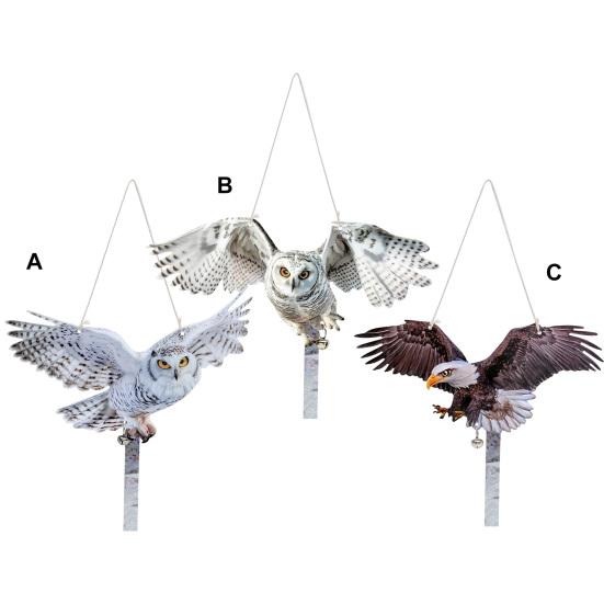 2Pcs Simulated Owl Hanging Decoration Reflective Owl with Dual-Side Printed Waterproof Acrylic Fake Owls for Balcony Decor