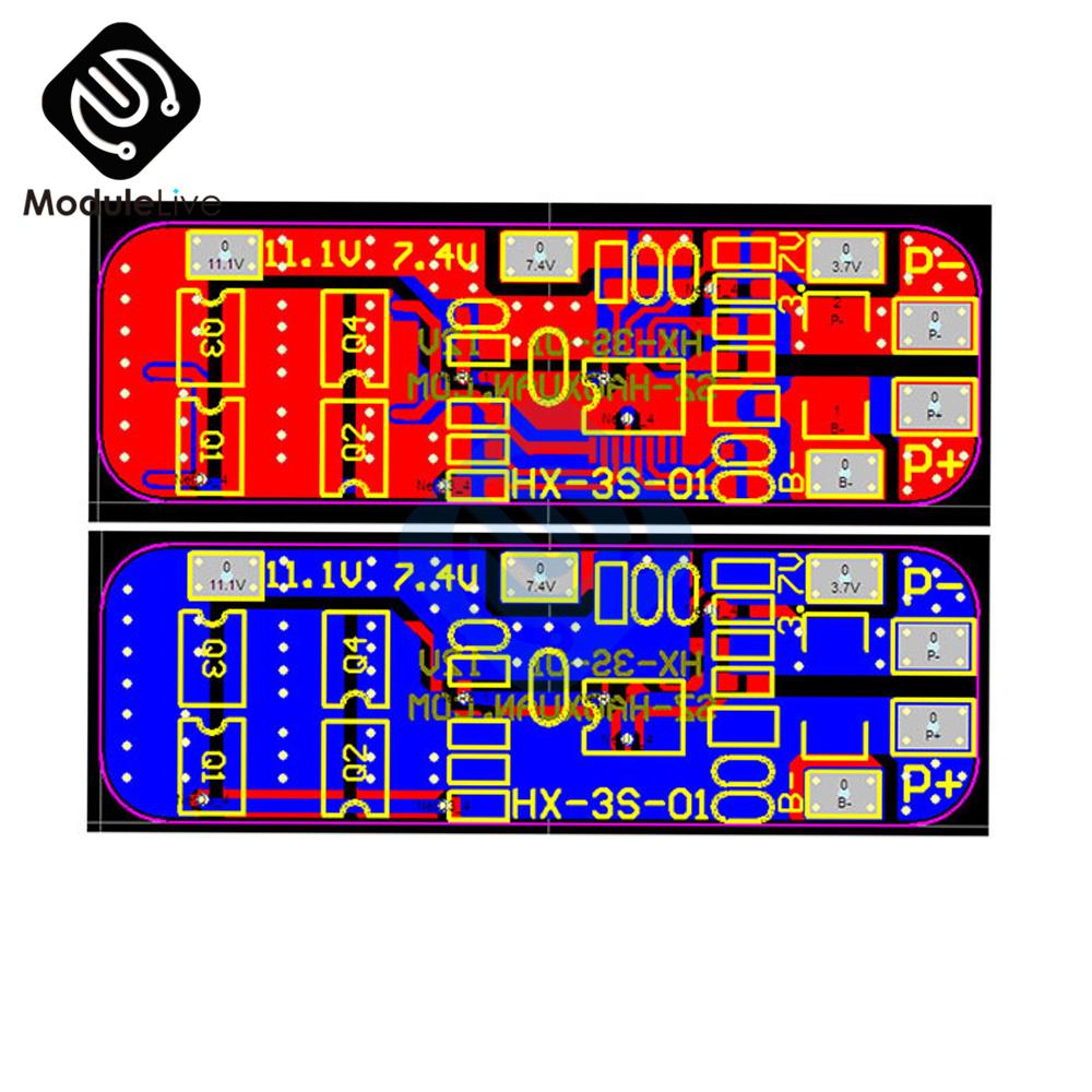 3S 12V 18650 Lithium Battery Protection Board 11.1V 12.6V Anti-overcharge Over-discharge Peak 10A Over-current Protection