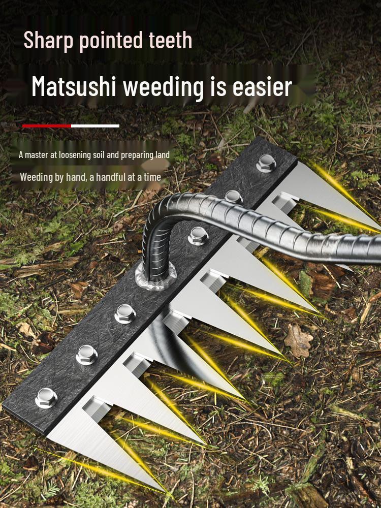 Manganese Steel Five-Tooth Weeding & Planting Rake - Multifunctional Soil Loosening Tool