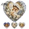 Christmas Fireplace Decorative Accents Wooden Nativity Hanging Ornament for Tree Decorations, Retro Religious Heart Shaped Pendants Scene Garland
