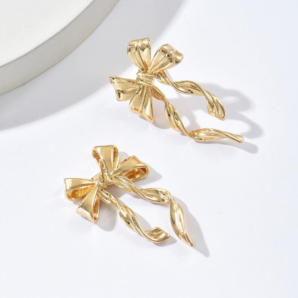 Personalized European and American Earrings Ins Niche Bow Streamer Design High-end Earrings