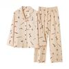 Autumn Winter Faux Cotton Sleepwear Long Sleeves Long Pants Homewear Fashion Women Pajamas Turn-down Collar Pajama