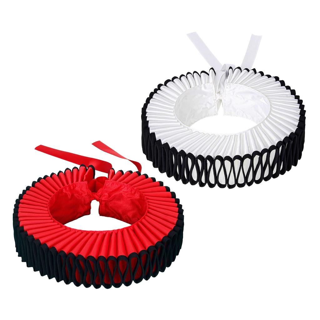 Vintage Ruffle Collar Detachable False Collar for Women Men Contrast Black Edging Clown Choker Neck Ruff Cosplay Collar