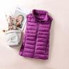 Women's Lightweight Down Vest, Korean Style, Stand-Up Collar, Slim-Fit, Sleeveless Jacket for Autumn and Winter.