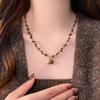 Französische Tigeraugen-Perlenkette mit Erdnuss: Elegante & Exquisite Schlüsselbein-Kette für Damen