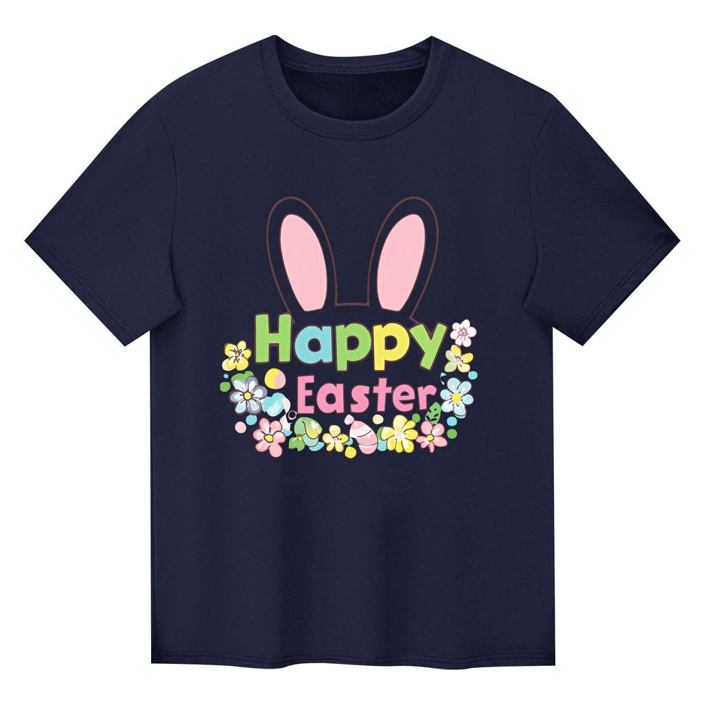 Children's Printed Short Sleeved Round Neck Casual Comfortable Loose Lightweight Top