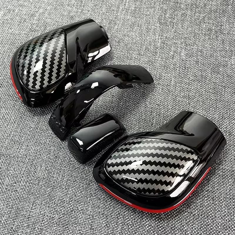 4PCS Chrome Matt With Leather Shift Knob Gear Side Cover DSG Emblem For VW Golf 6 7 R GTI Passat B7 B8 CC R20 Jetta MK6 GLI