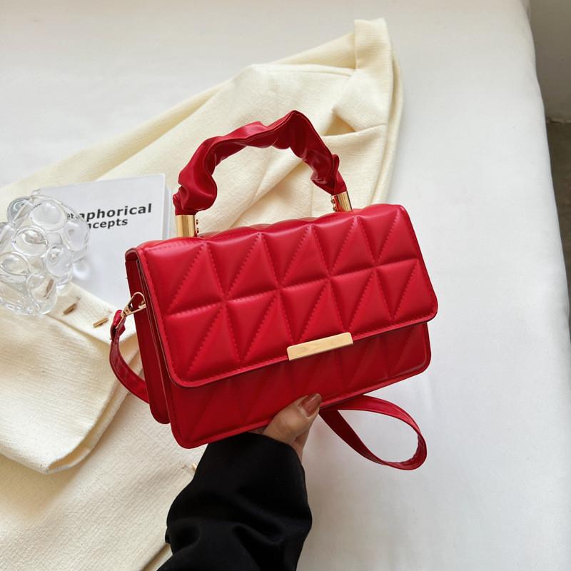 Trendy Street Style Small Square Bag Lightweight Pu Leather Shoulder Bag For Daily Use красный