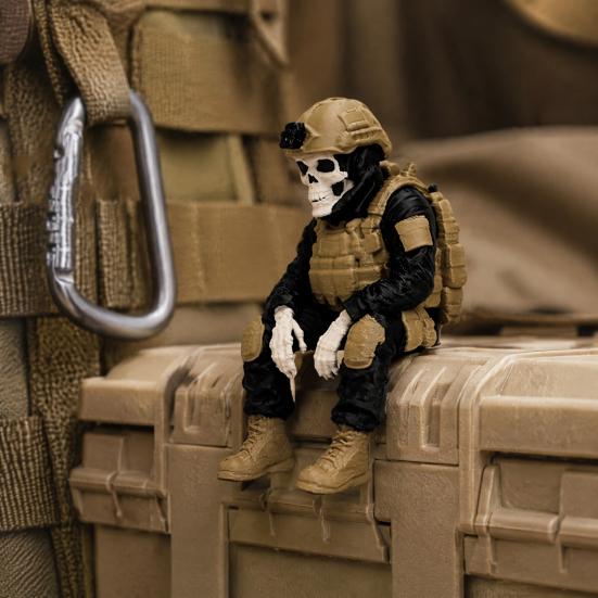 Shelf Sitter Decoration 3D Printed Firefighter Skeleton Sitter, Gothic Fireman Soldier Robed Warrior Spirit Ornament Figurine, Collectible for