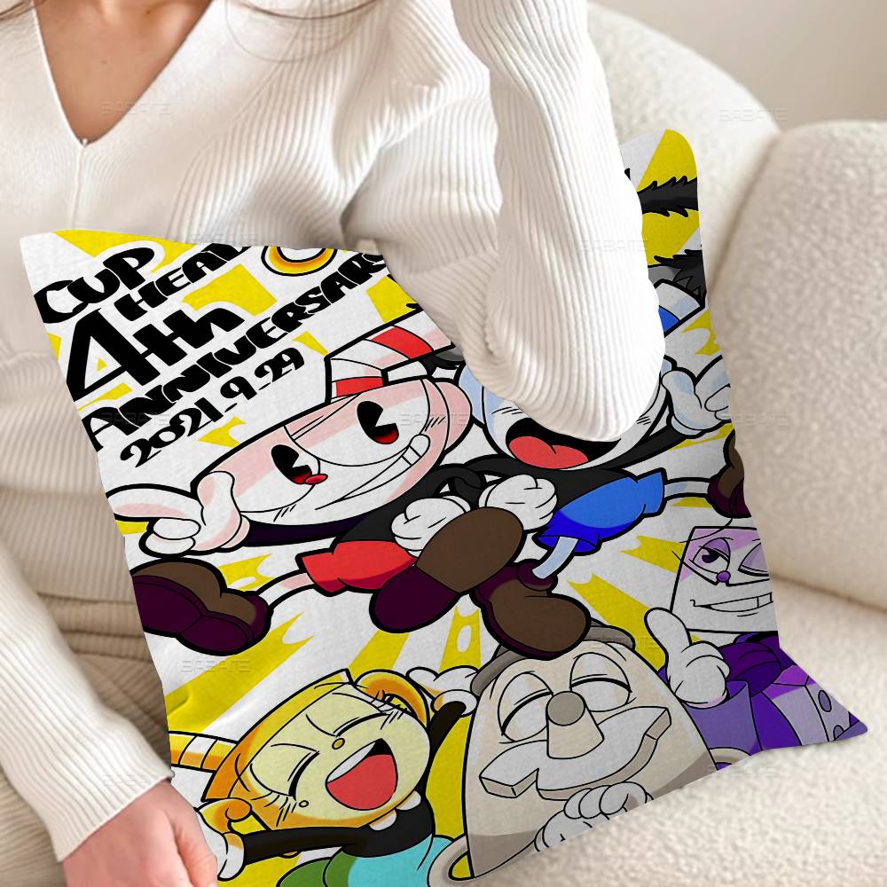 Cartoon Game C-Cuphead Cushion Cover Inches Farmhouse Decor Home Throw Pillow Covers For Couch Decorations