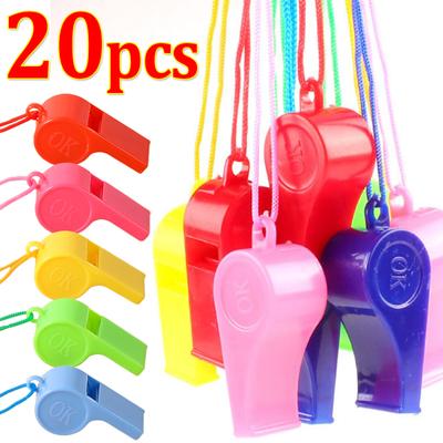 Mini sifflet multifonction en plastique avec corde pour enfants, idéal pour le football, le rugby, les pom-pom girls, les jouets pour enfants, les cadeaux d'anniversaire