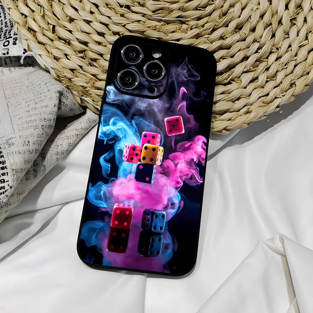 Dice Poker Casino Phone Case for iphone 16 15 Pro 14 13 Mini 11 12 Max Xr X Xs 7 8 Plus Black soft shell Cover