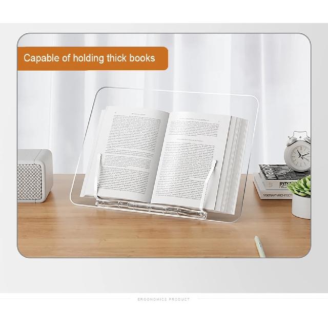 HKYC Transparent Book Stand with 13 Adjustable Height Portable Cookbook Holder Reading Bookstand for Laptop Tablet Macbook iPad