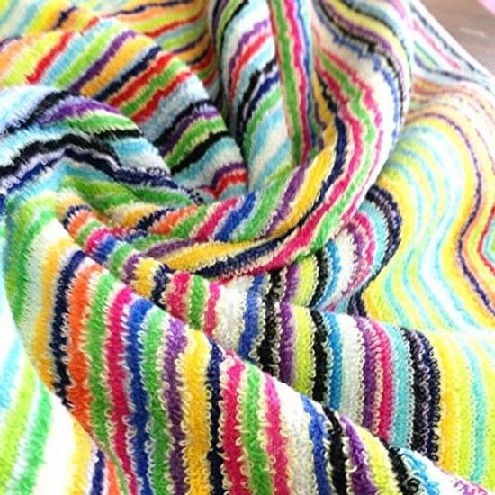Imabari-made leftover thread bath towel colorful stripe 2-piece set made Japan fluffy high-speed absorption durability