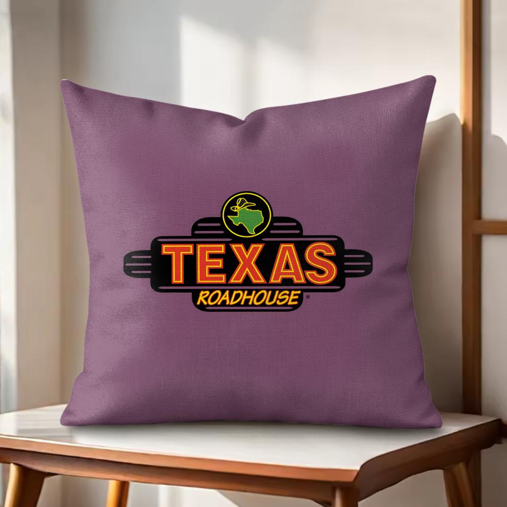 T-Texas Roadhouse Cushion Cover Natural Linen Organic Fabric Double-Sided Printing Couch Pillow Covers Home Decor