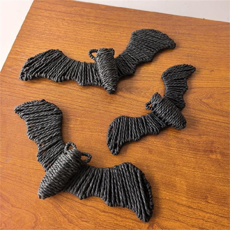 Top Loop Halloween Bat Decors , Straw-Look Seasonal Decoration for Entry Displays, Party Scenes and Fall Room Styling