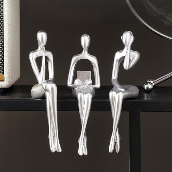 Złoty Myśliciel Rzeźba Abstrakcyjna Dekoracyjna Ornament Poprawiający Koncentrację Biurko Półka Salon