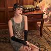 European & American Retro Green Rhinestone Tassel Feather Headband & Jewelry Set for Women's Parties