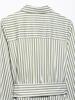 2025 Spring Women's European & American Striped Belted Midi Dress