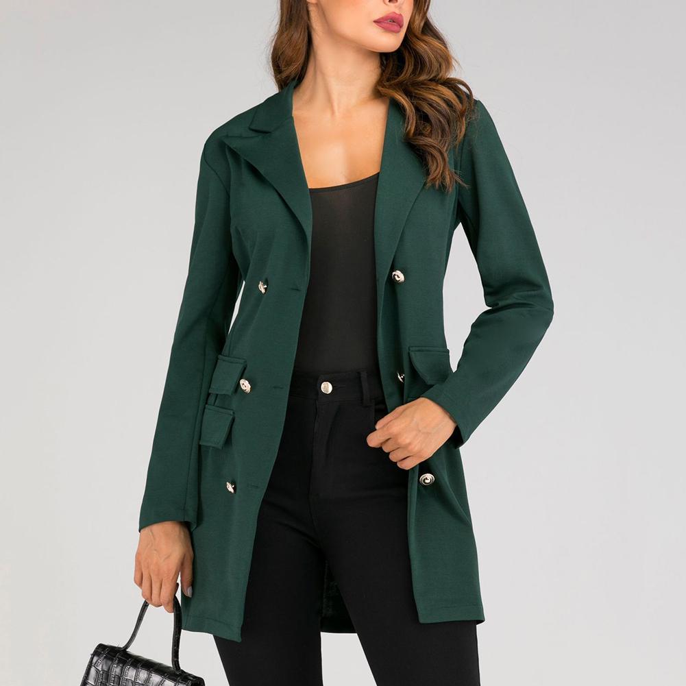 Bluelans Tall Shop Fashion Solid Color Women Long Sleeve Double Row Button Slim Coat Outerwear