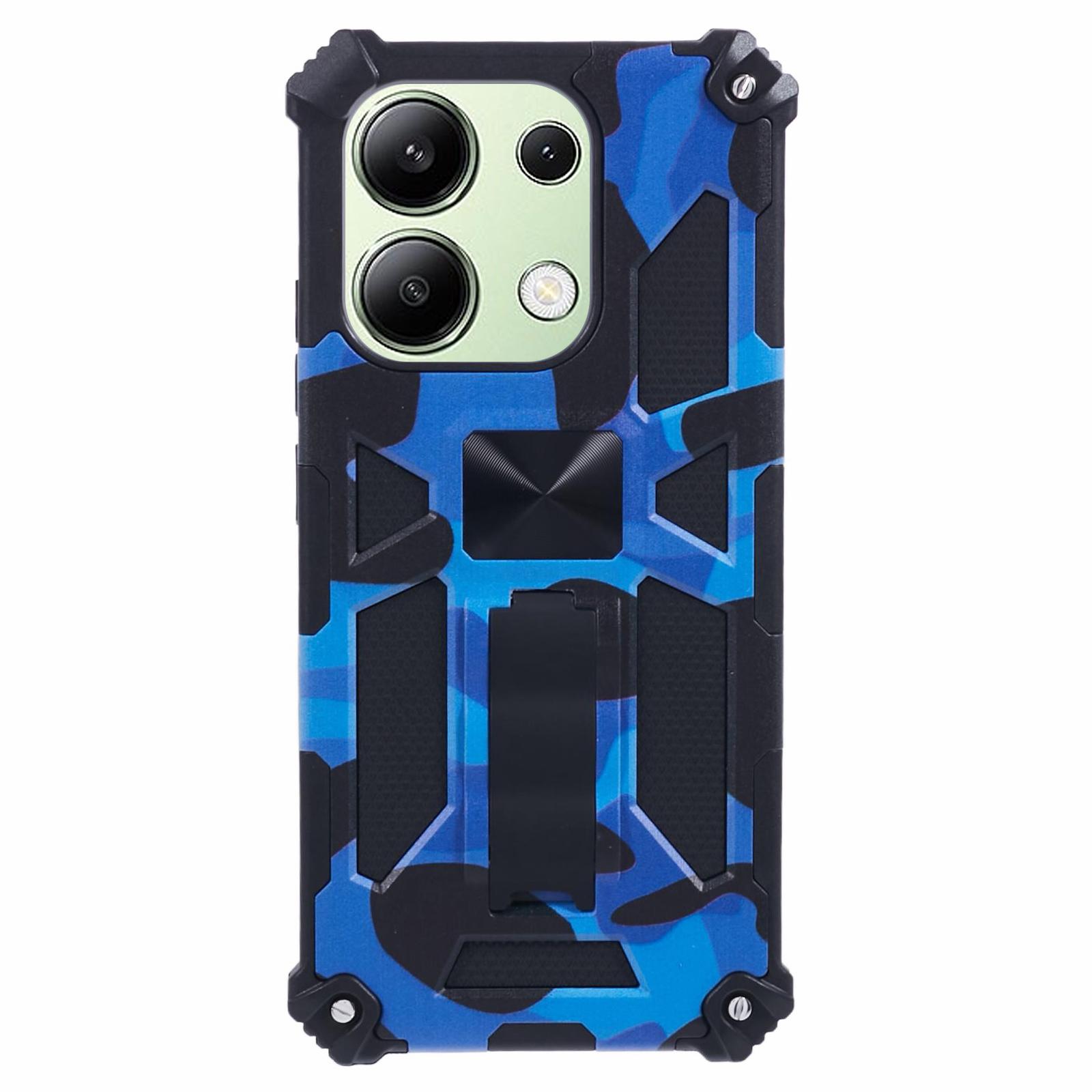 

For Xiaomi Redmi Note 13 4G Case Kickstand PC+TPU Phone Cover Camouflage Design Blue