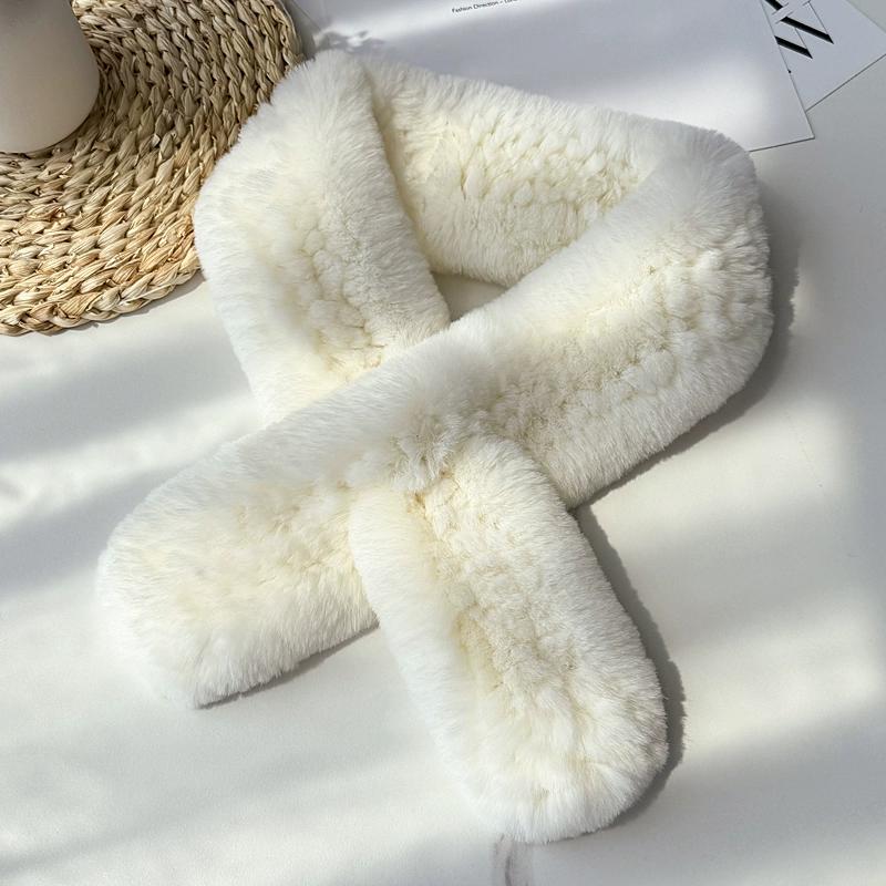 Otter Rabbit Fur Woven Small Scarf Practical and Versatile Autumn and Winter Korean Version Cute Warm Neck Scarf Real Fur Fur Scarf for Women