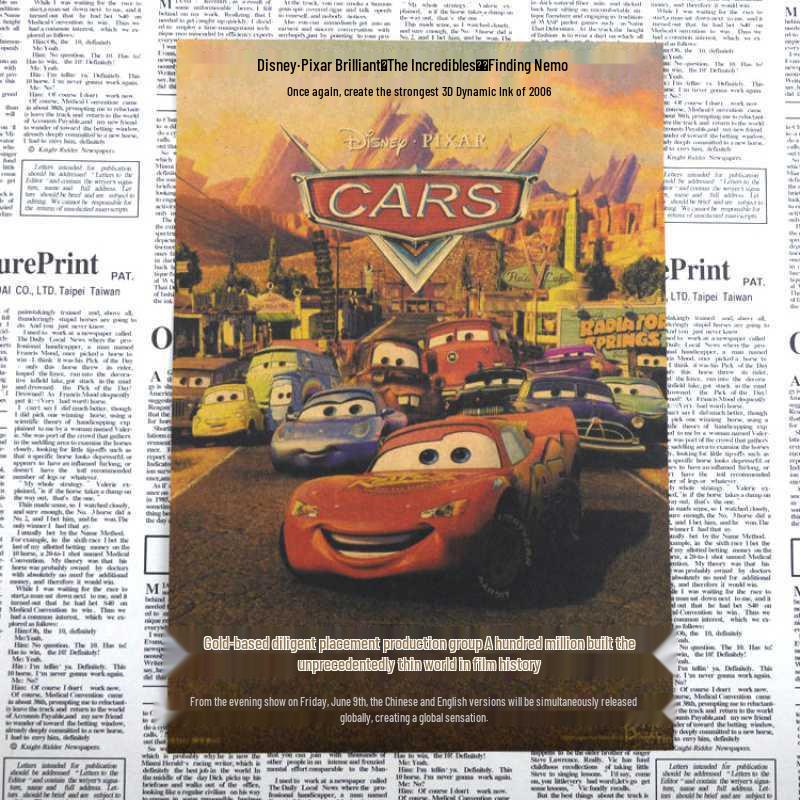 Cars Movie Retro Kraft Poster - Decorative Canvas for Kids' Rooms
