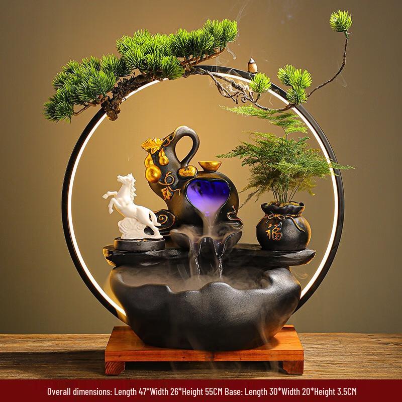 OIMG Ceramic Auspicious Flowing Water Fountain