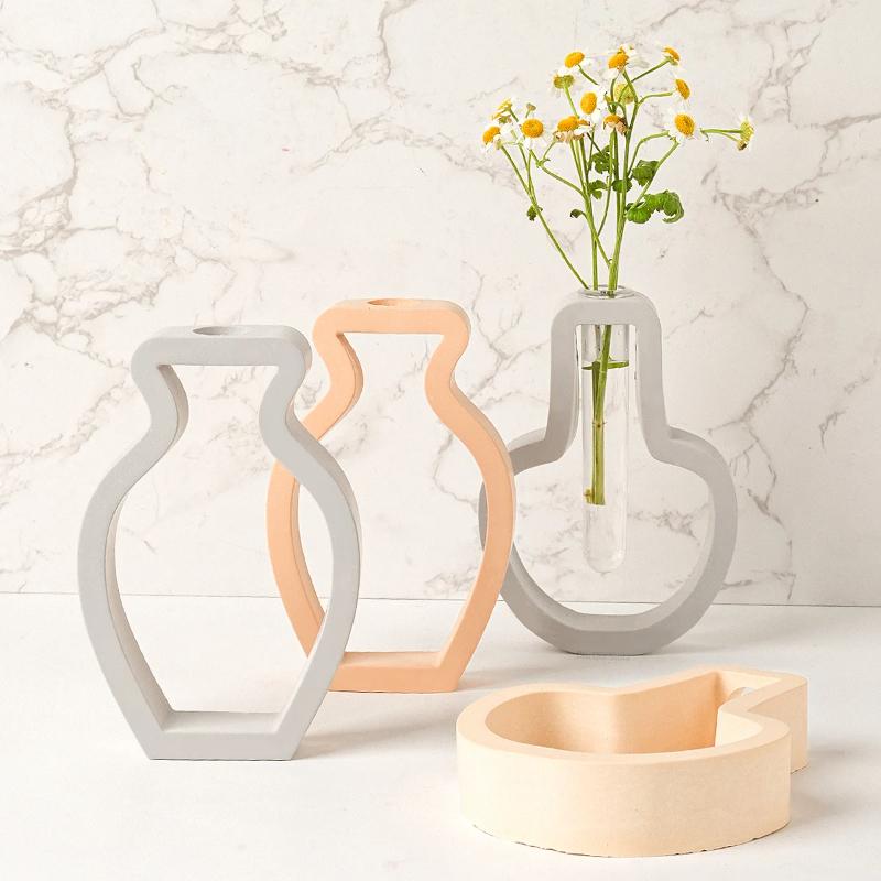 Nordic Style Simple Vase Silicone Mold DIY Hydroponics Flower Pot Craft Gifts Making Plaster Resin Casting Molds Home Decor