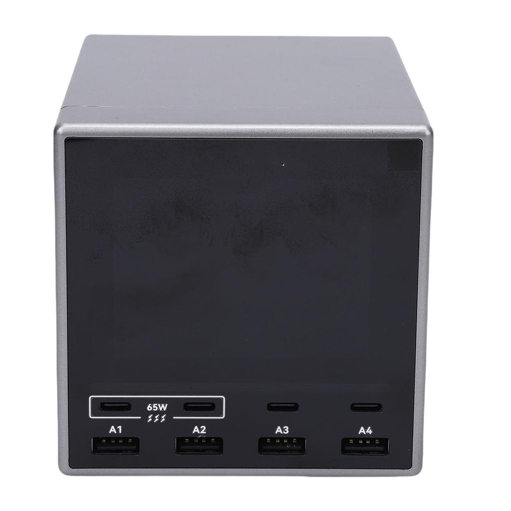 80W USB A Charging Station 4 Port USB C PD Fast Charging Station Color Digital Display Support PD3.1 PD3.0 QC3.0 for Laptops