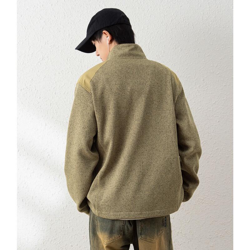 TonLion Men's Fleece-Lined Stand Collar Casual Coach Jacket