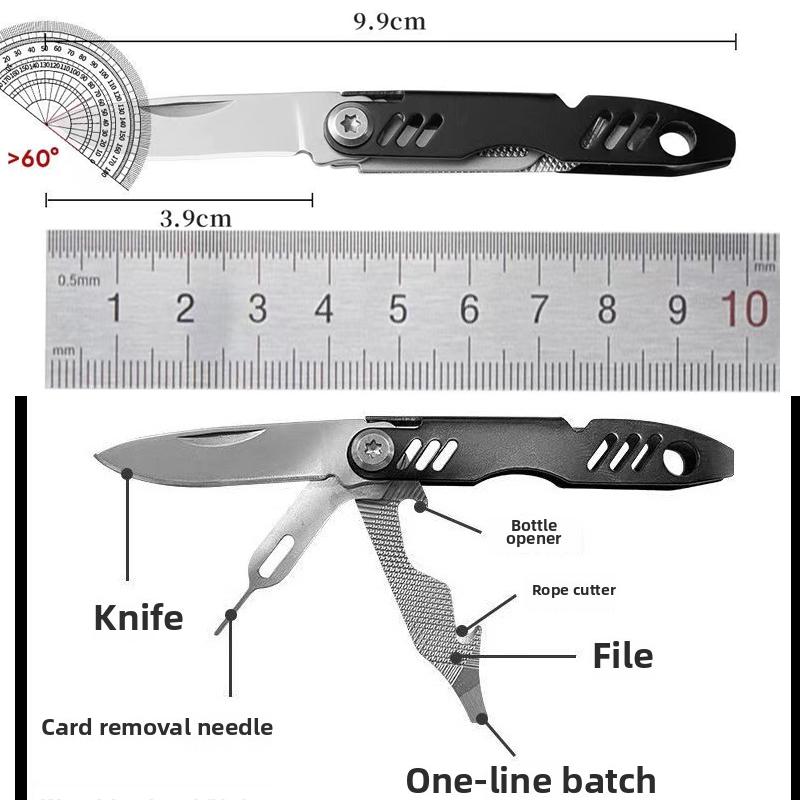 Handy-Kartenentfernungsnadel, Schlüsselanhänger, Flaschenöffner, multifunktionales Klapp- und Schneidemesser, tragbar