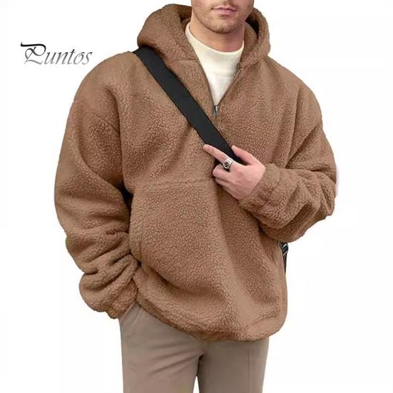 

Зимняя мужская толстовка с капюшоном с большим передним карманом, двухсторонняя фланелевая куртка с полумолнией, свободный длинный рукав, термотоп с эластичными манжетами, повседневная толстовка с капюшоном 2XL хаки