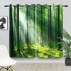 2pcs/set Blackout Curtains Sunny Forest Natural Green Space Landscape Polyester Window Bedroom Kitchen Home Interior Curtains