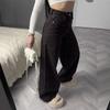 Vintage Rhinestone High Waist Straight Leg Loose Jeans Streetwear Wide Pants