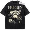 Frieren Além do Fim da Jornada Roupas Masculinas Femininas Mangá Camisetas Vintage Lavada Camiseta Casual Algodão Tee Harajuku Masculina Tshirt